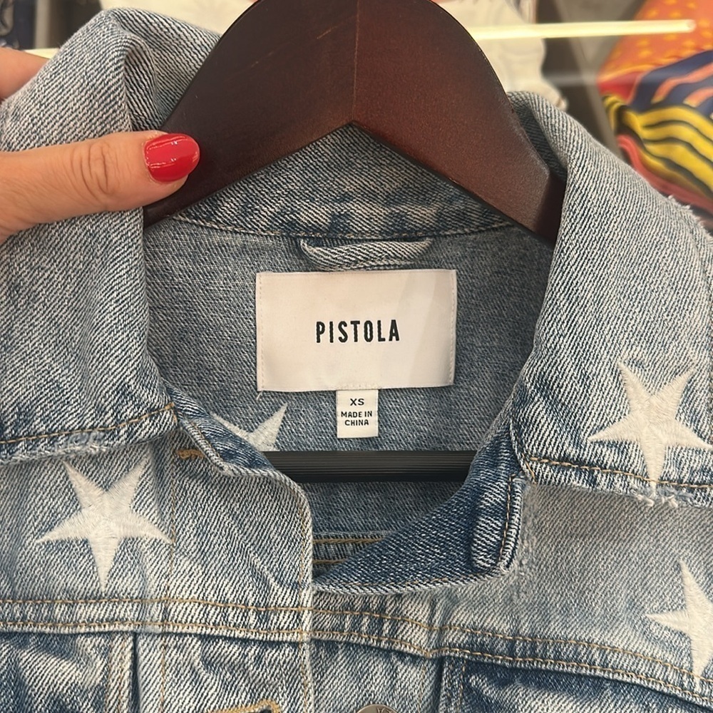 Pistola Brando Star Cut- Off Denim Jacket in Zodiac - Picture 6 of 7